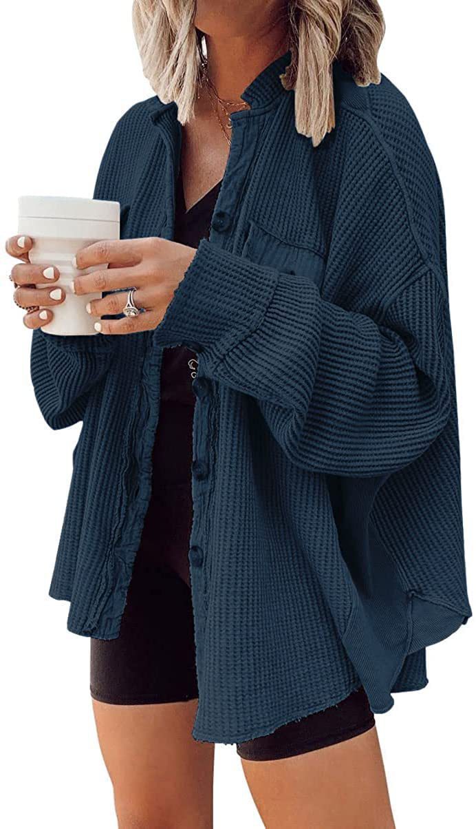 Women's Elegant Button-Up Shirt Jacket Versatile Long Sleeve 7