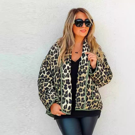 Women's Bold Leopard Print Cotton Coat for Stylish Comfort 1