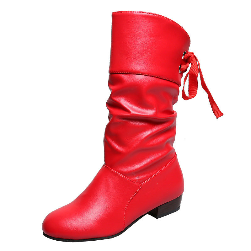 Women's Mid-Calf Boots with Thick Heel PU Leather for Comfort and Style 2