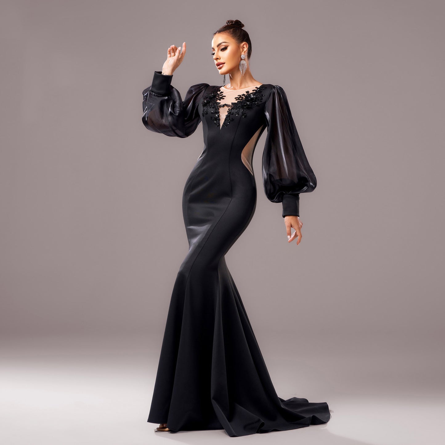 Women's Elegant Fishtail Formal Dress with Applique Detail Polyester 5