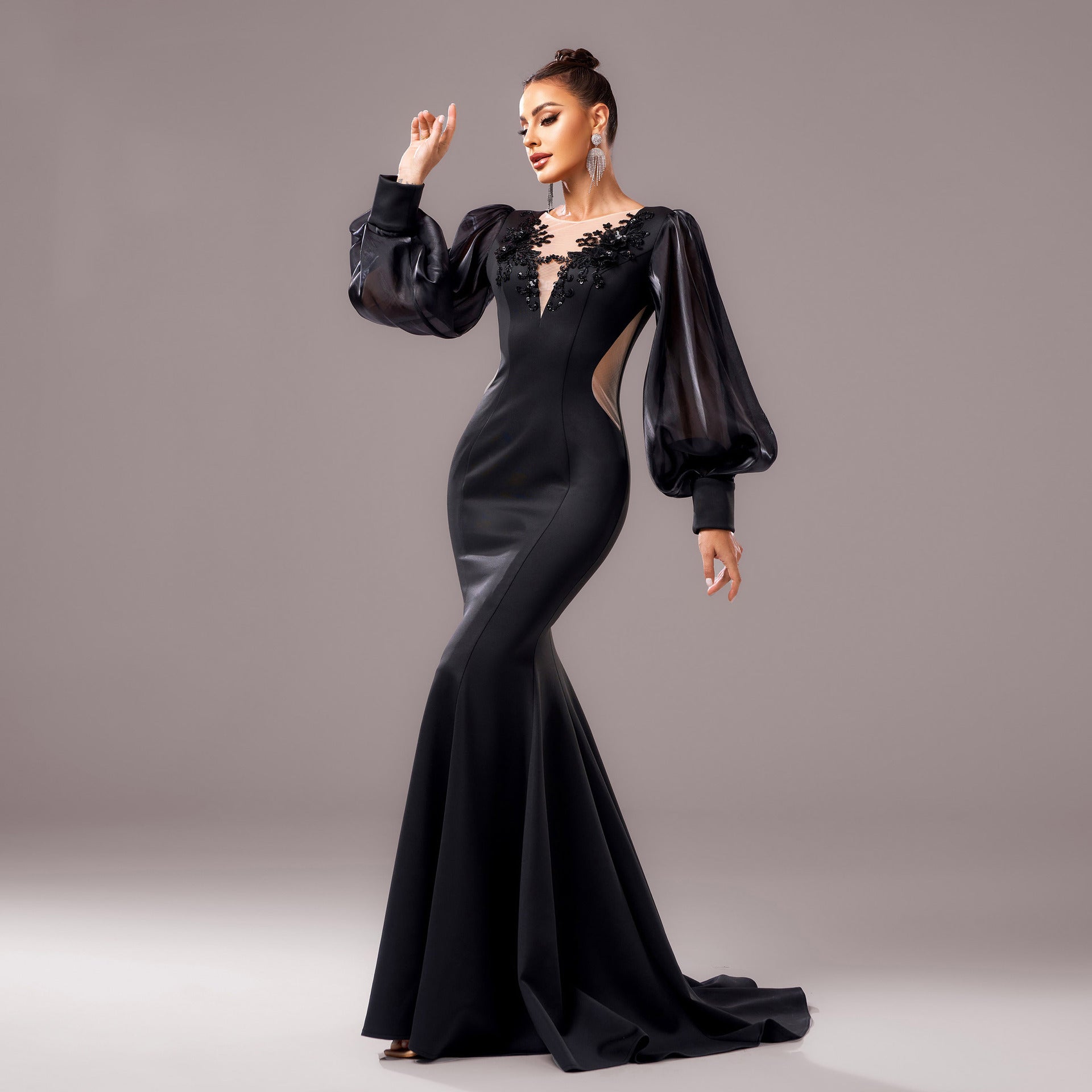 Women's Elegant Fishtail Formal Dress with Applique Detail Polyester 5