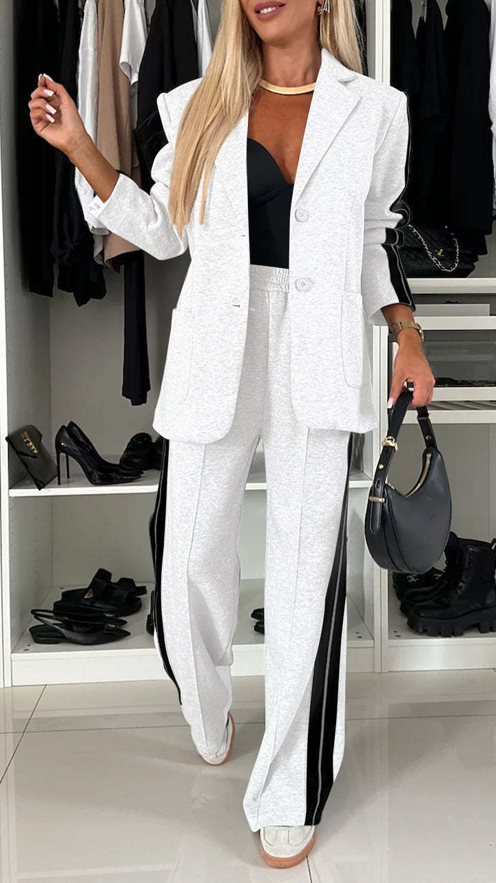 Women's Elegant Long Sleeve Casual Suit with Notched Collar 5