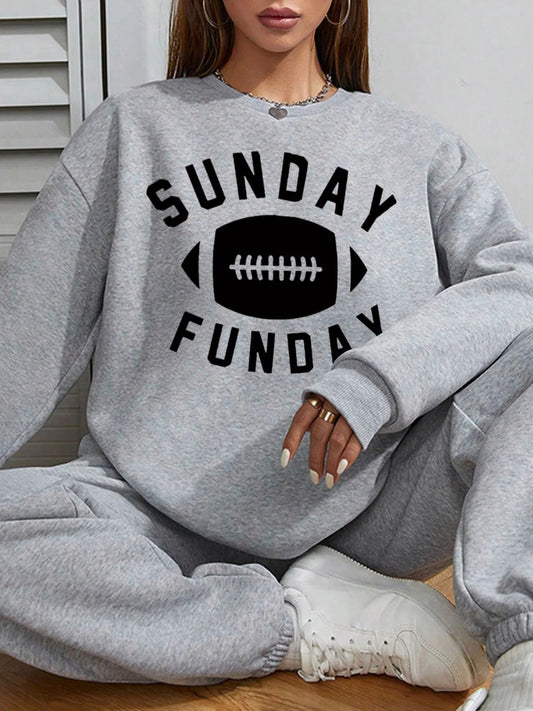 Women's Casual Pullover Sweater with American Football Print Cotton 1