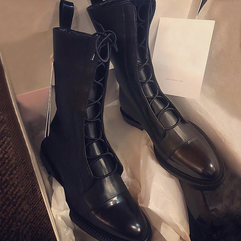 Women's Bold Motorcycle Boots Comfortable Leather 1