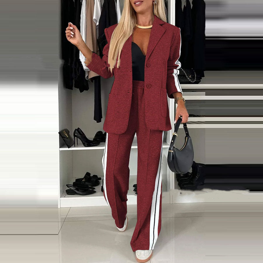 Women's Elegant Long Sleeve Casual Suit with Notched Collar 9