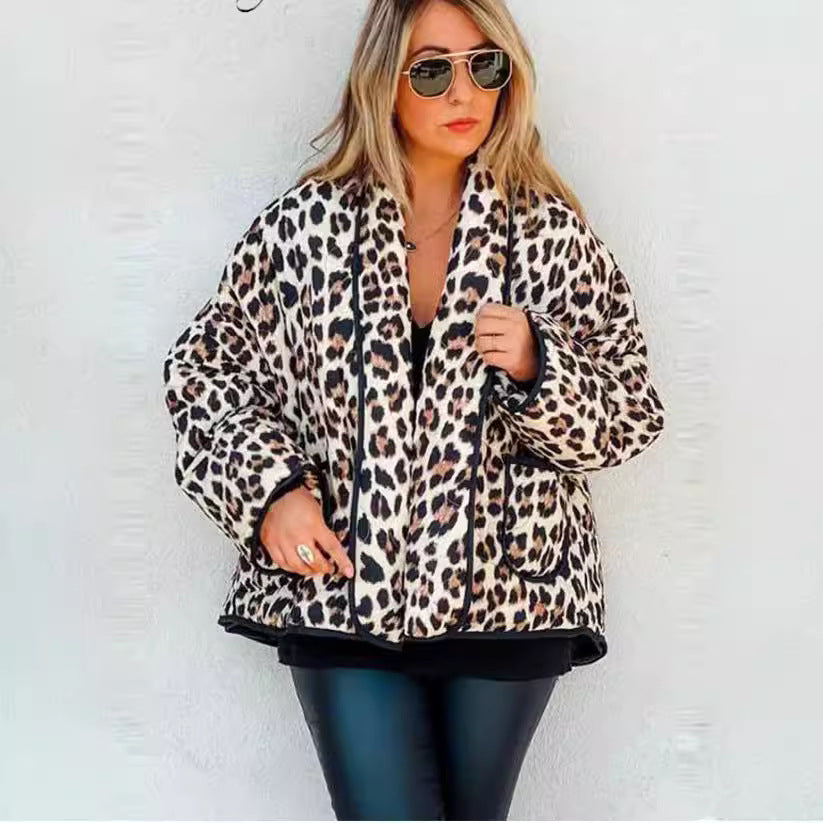 Women's Bold Leopard Print Cotton Coat for Stylish Comfort 4