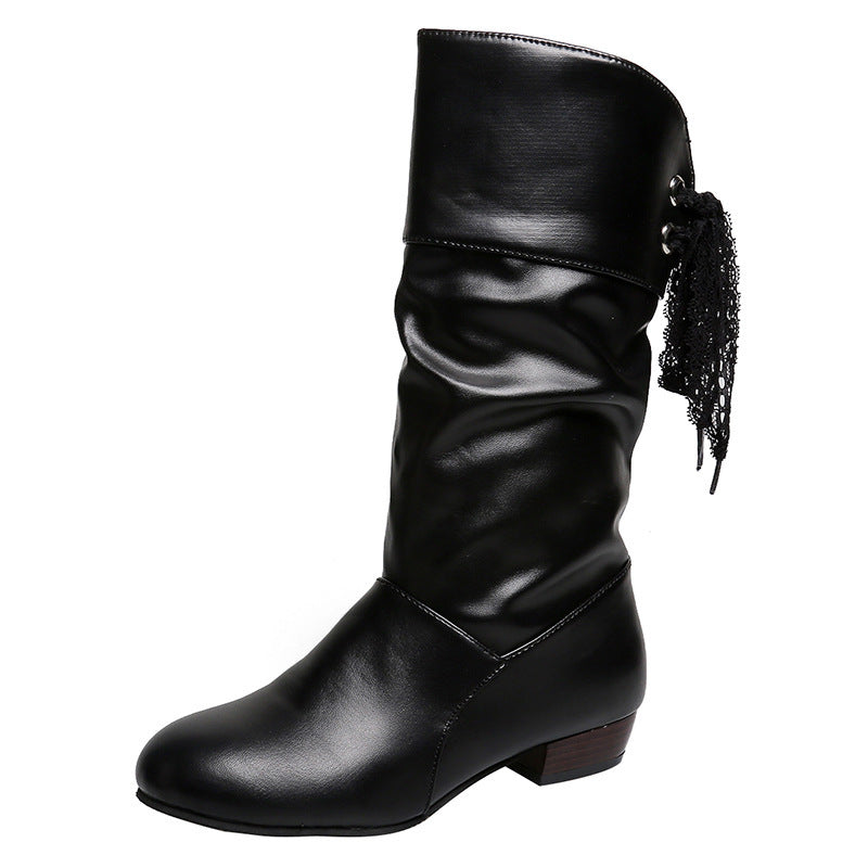 Women's Mid-Calf Boots with Thick Heel PU Leather for Comfort and Style 7