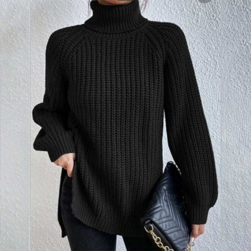 Women's Elegant High Neck Sweater Comfortable Wool Blend 11