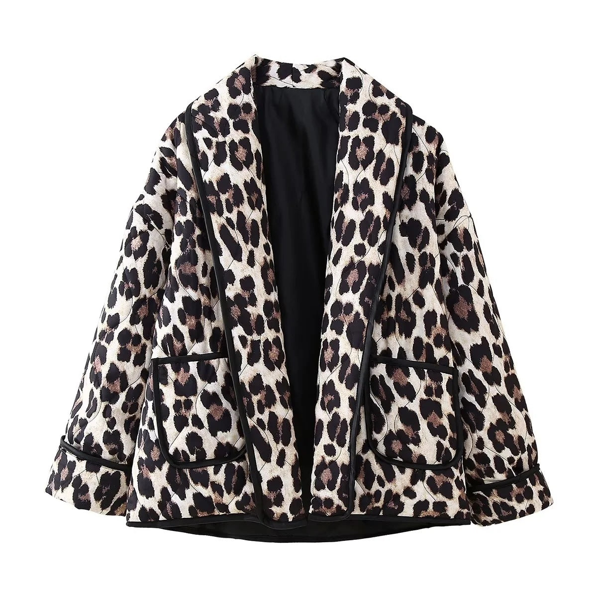 Women's Bold Leopard Print Cotton Coat for Stylish Comfort 2
