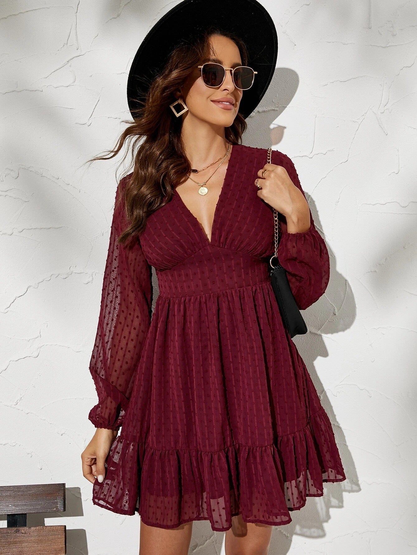 Women's Elegant Long Sleeve V-Neck Dress for Modern Style 6