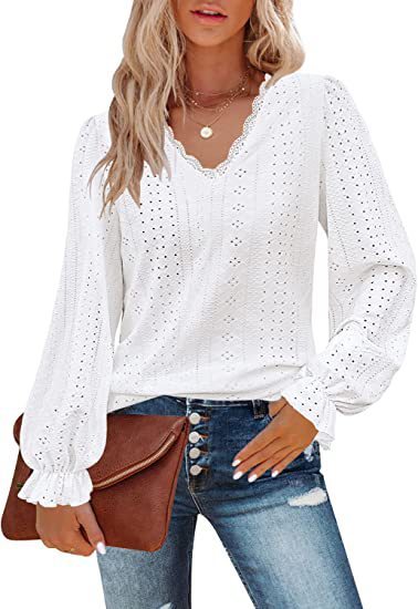 Women's Casual V-Neck T-Shirt with Geometric Pattern Cotton 4