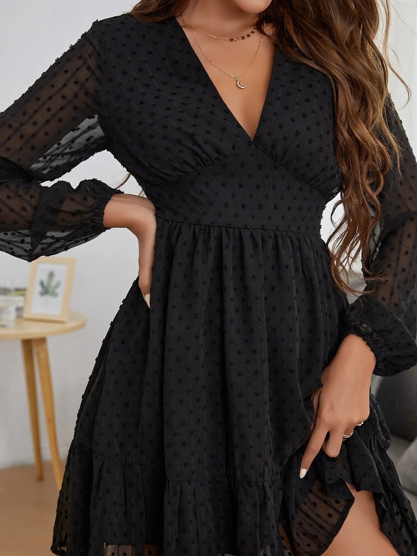 Women's Elegant Long Sleeve V-Neck Dress for Modern Style 9