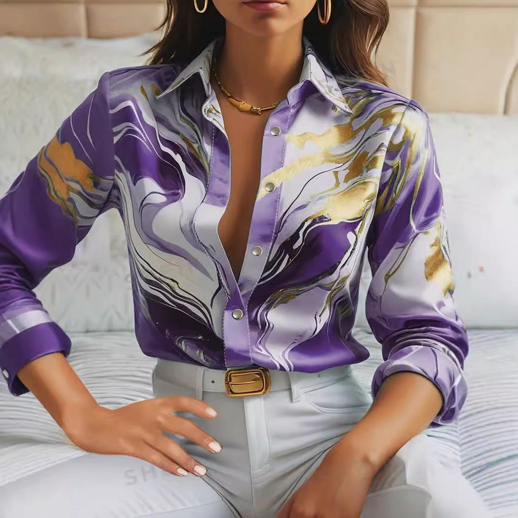 Women's Elegant Long Sleeve Shirt Casual Lightweight Fabric 2