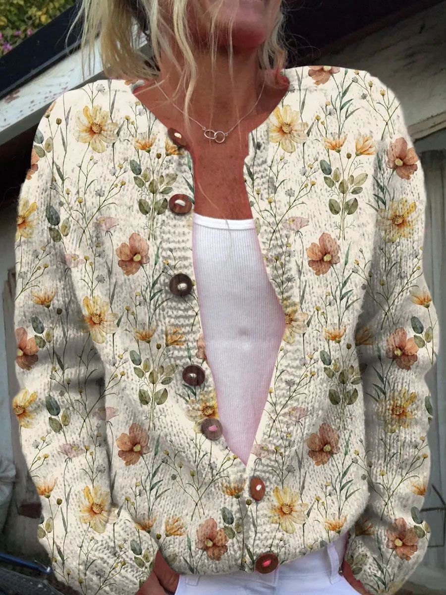 Women's 3D Printed Cardigan Sweater Knit Comfortable Modern Design 9