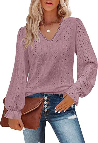 Women's Casual V-Neck T-Shirt with Geometric Pattern Cotton 2