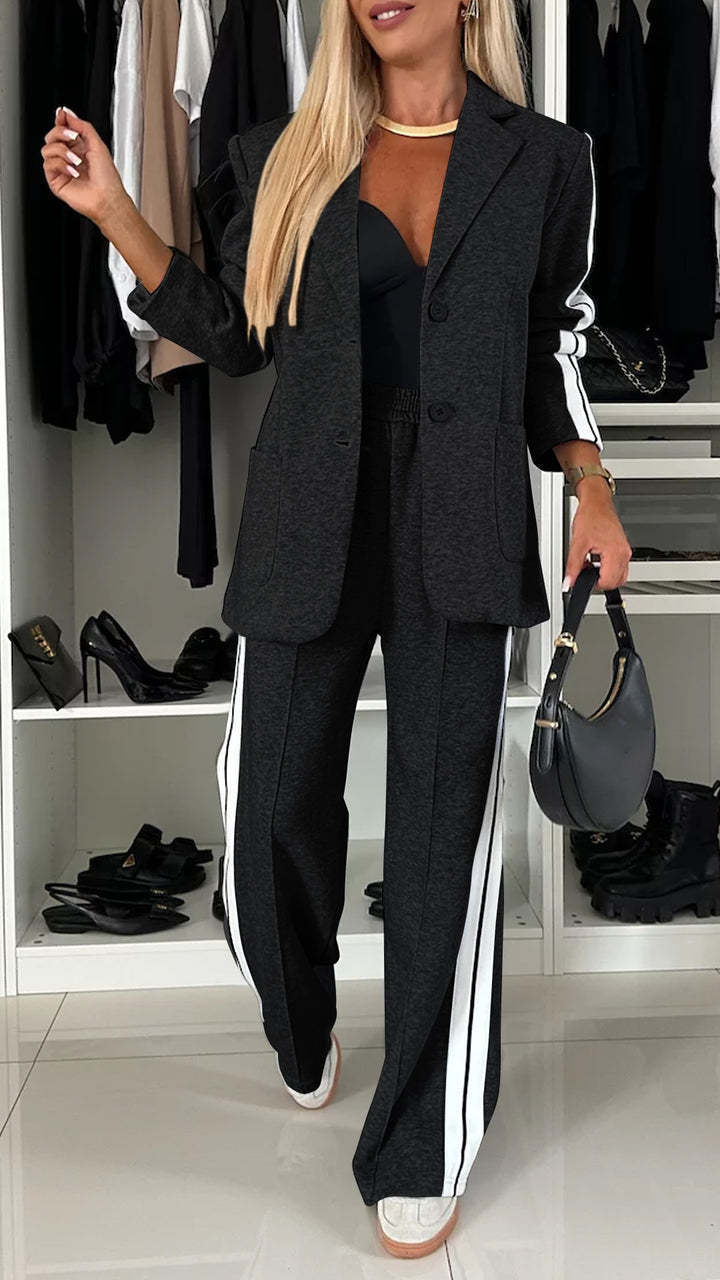 Women's Elegant Long Sleeve Casual Suit with Notched Collar 11