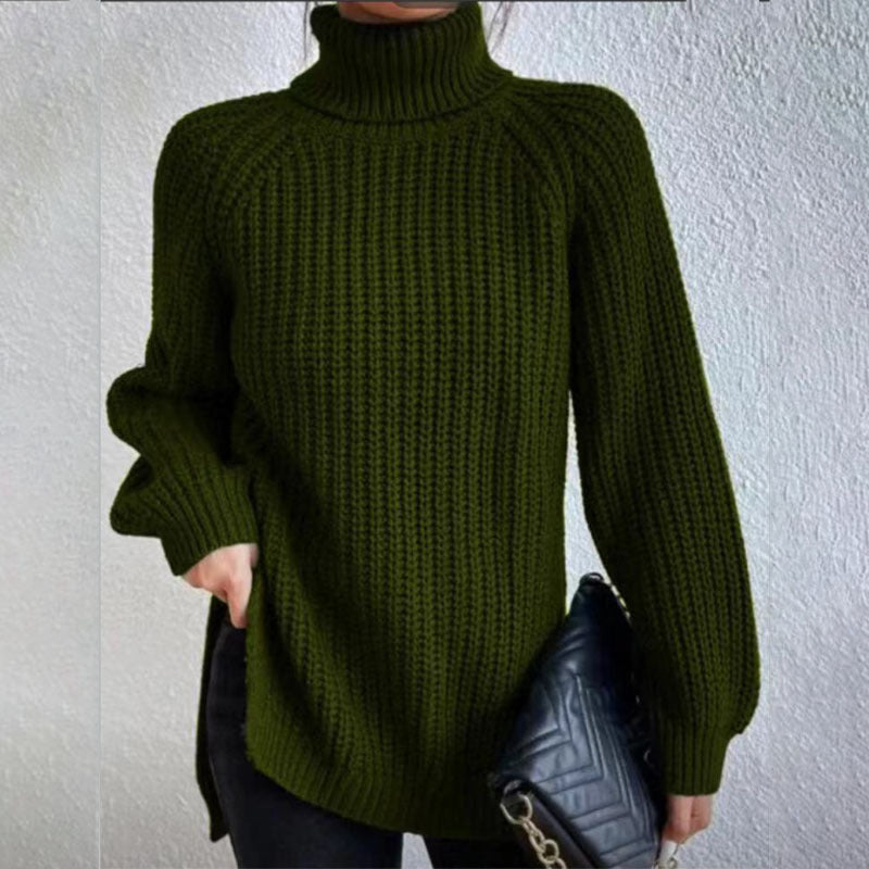 Women's Elegant High Neck Sweater Comfortable Wool Blend 6