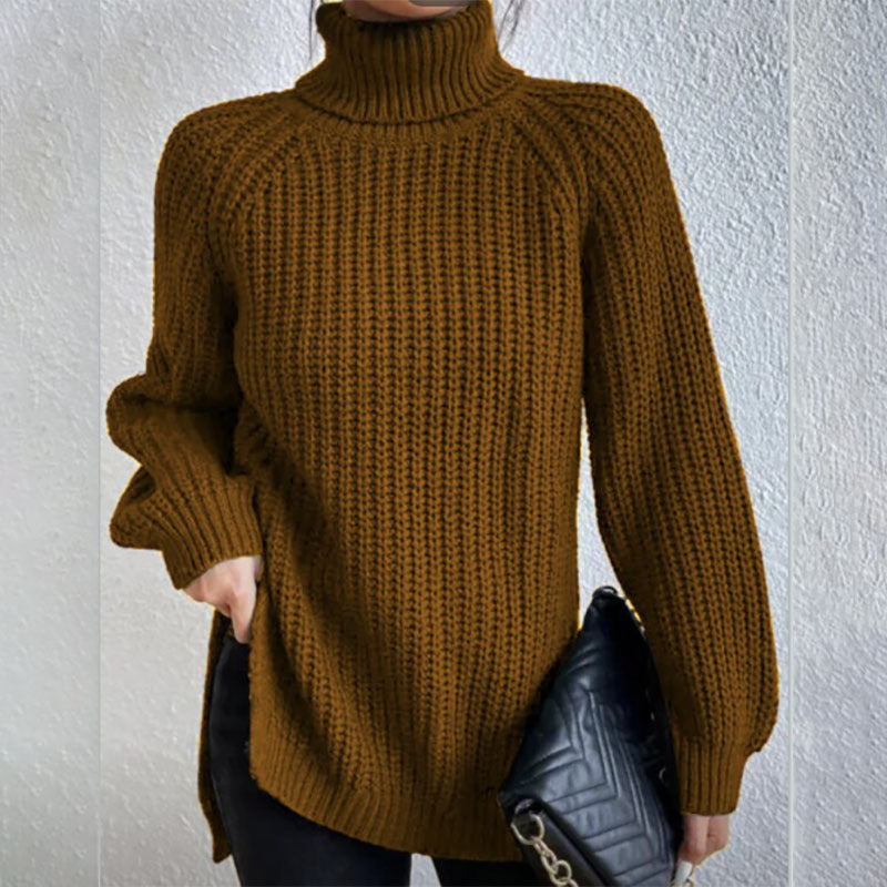 Women's Elegant High Neck Sweater Comfortable Wool Blend 2
