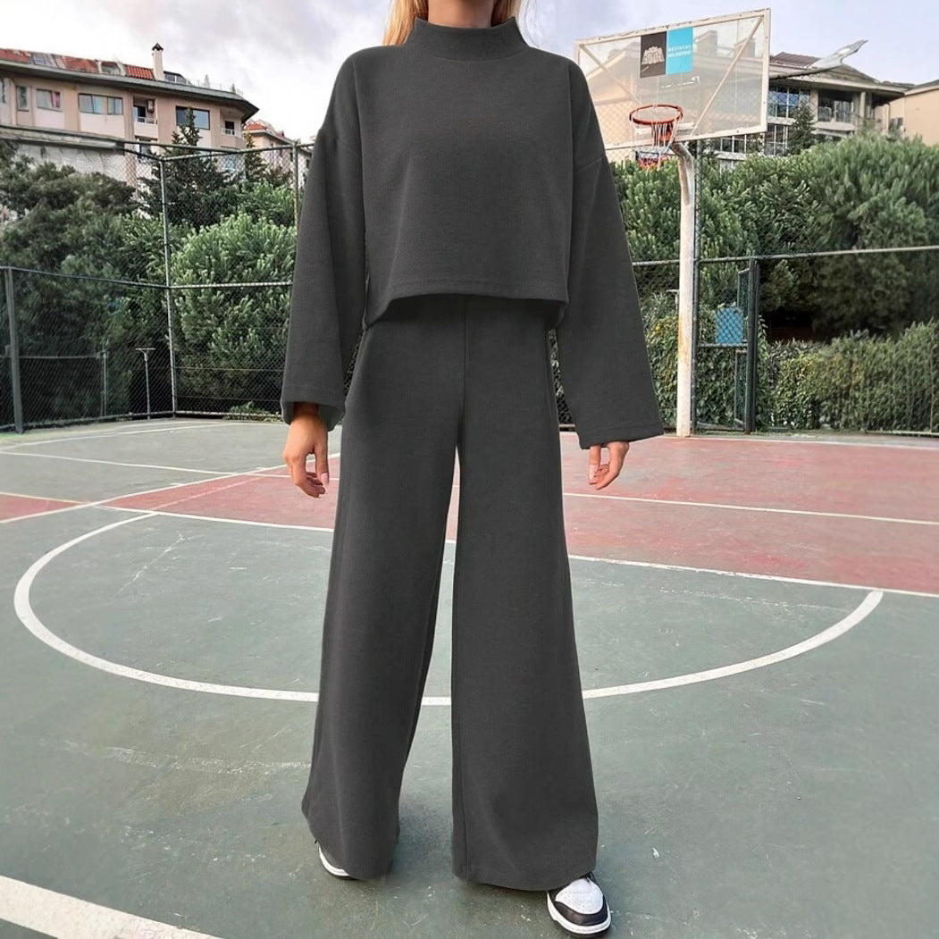 Women's Casual Knit Long Sleeve Top and Wide Leg Pants Set Comfort and Elegance 5