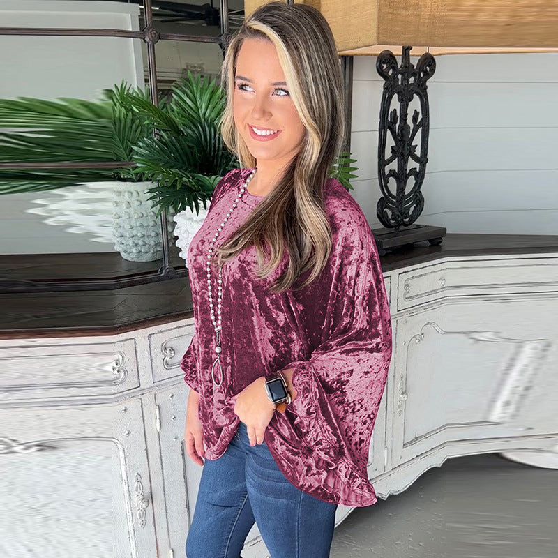 Women's Casual Loose Long Sleeve Top Comfortable Polyester 1