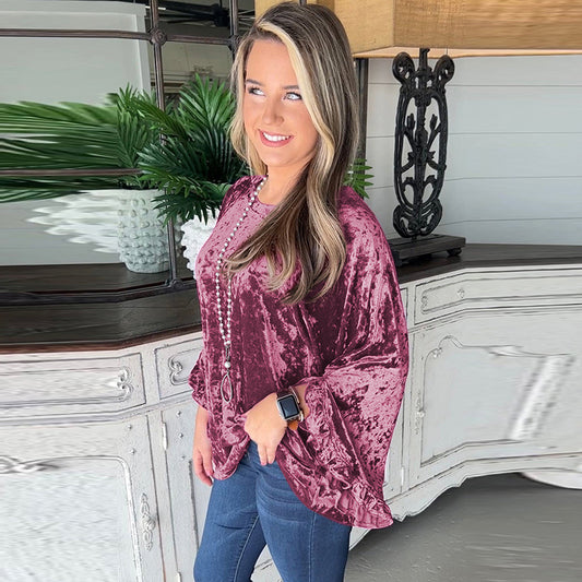 Women's Casual Loose Long Sleeve Top Comfortable Polyester 1