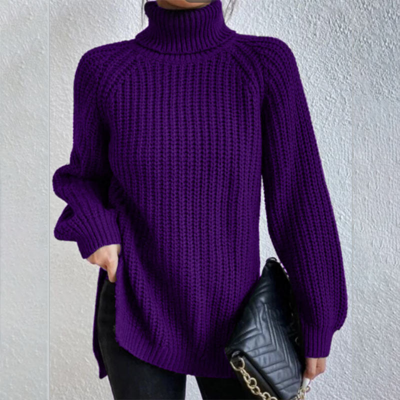 Women's Elegant High Neck Sweater Comfortable Wool Blend 3
