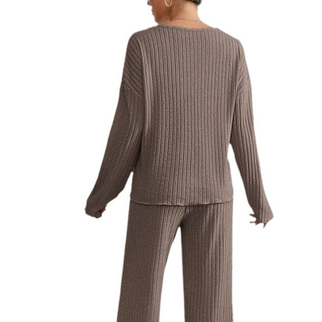 Women's Elegant Knit Two-Piece Set Round Neck Comfortable Fabric 8