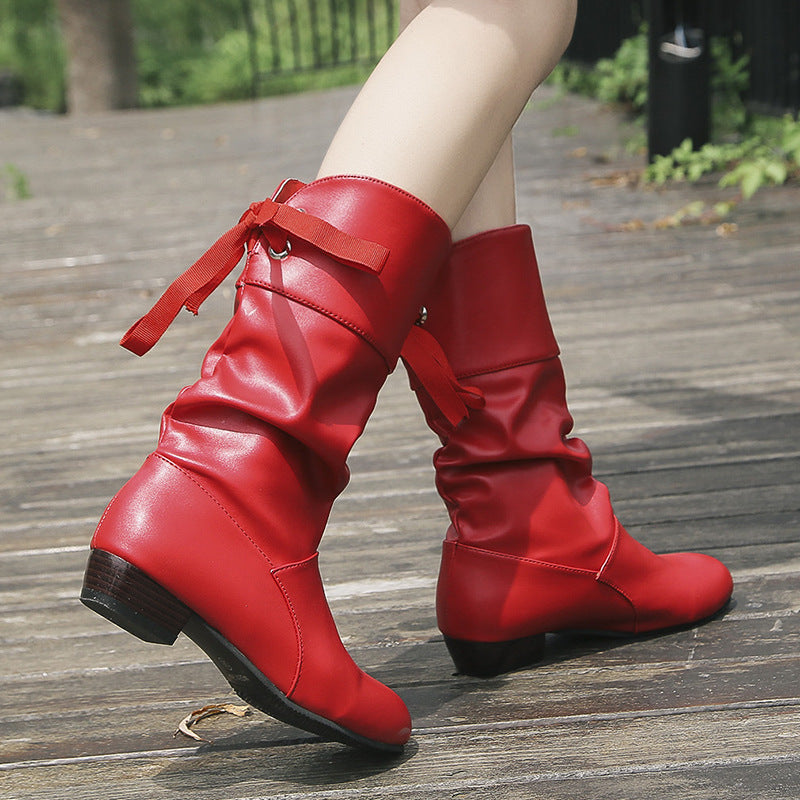 Women's Mid-Calf Boots with Thick Heel PU Leather for Comfort and Style 3