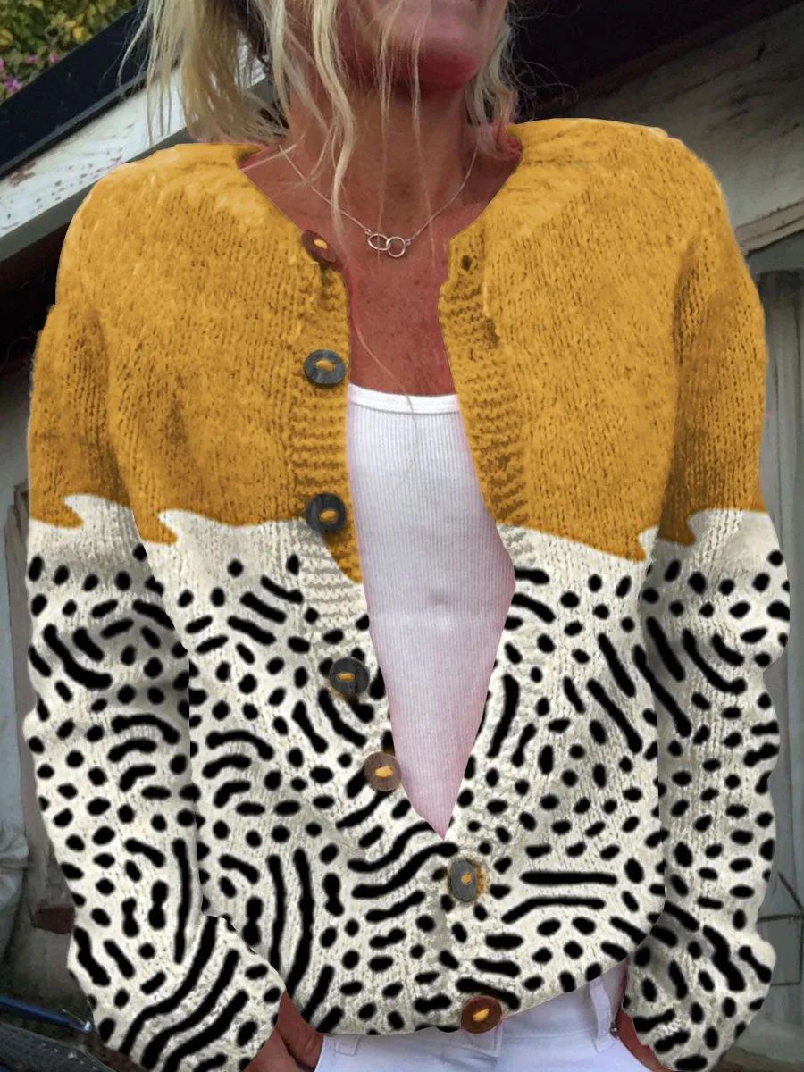 Women's 3D Printed Cardigan Sweater Knit Comfortable Modern Design 12