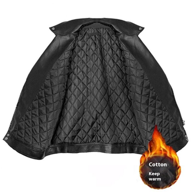 Women's Casual Loose Plus Size Black Leather Coat 2