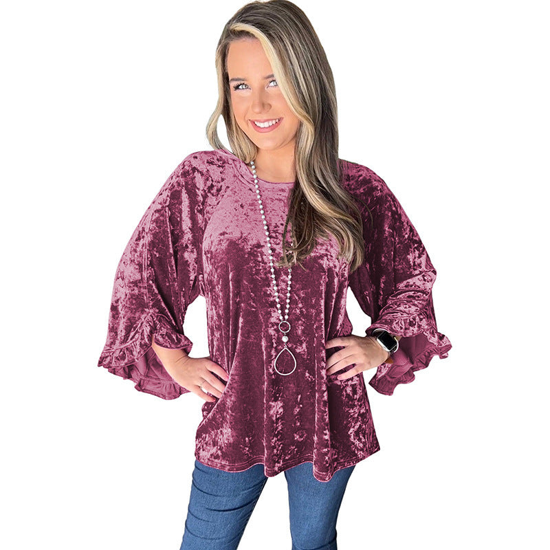 Women's Casual Loose Long Sleeve Top Comfortable Polyester 3
