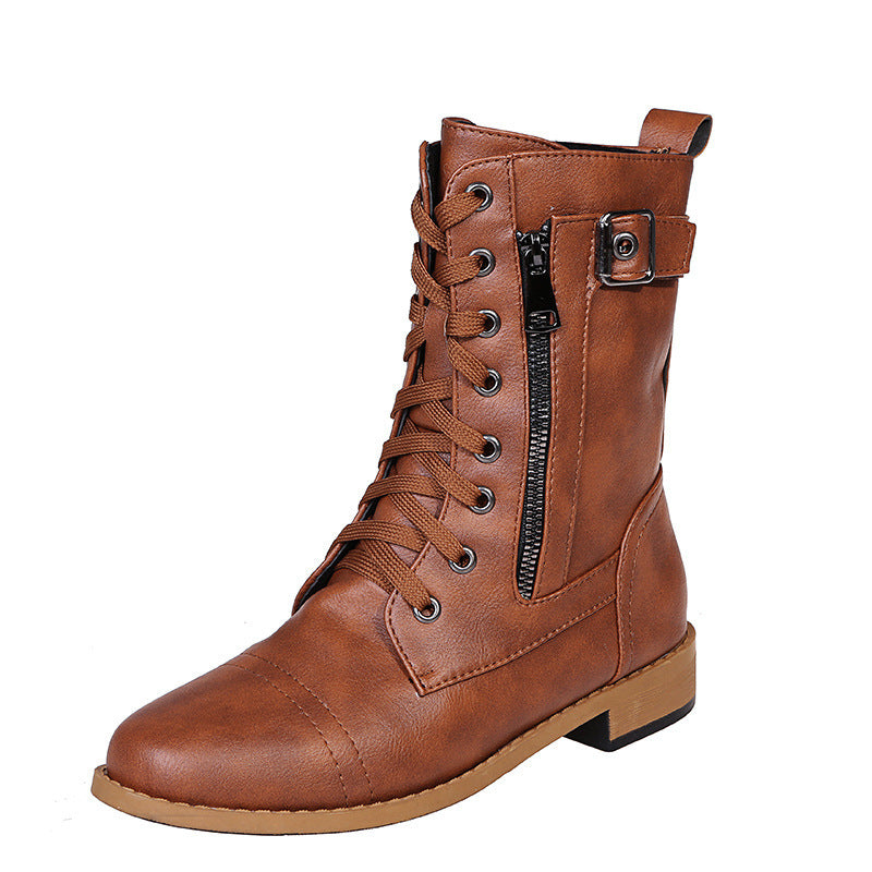 Women's Elegant Lace-Up Ankle Boots Low Heel Comfort 2