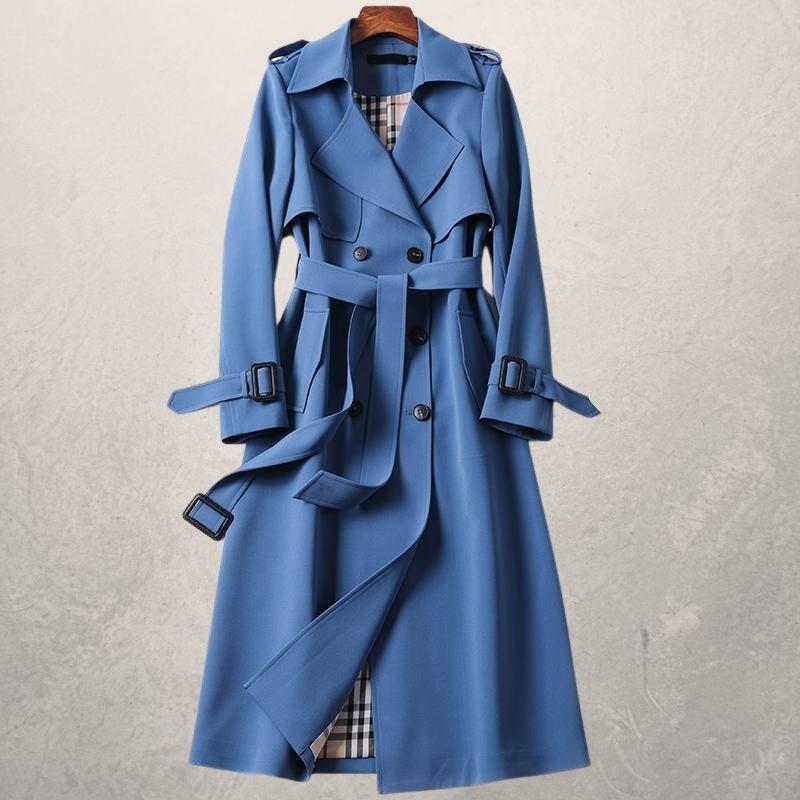 Women's Double-Breasted Trench Coat Warm Fabric with Adjustable Belt 6