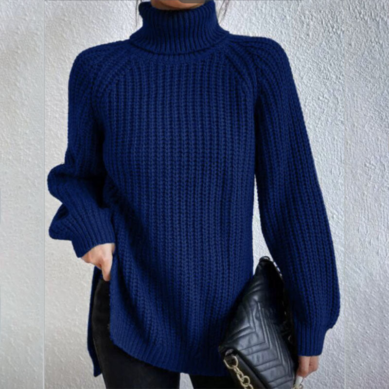 Women's Elegant High Neck Sweater Comfortable Wool Blend 12