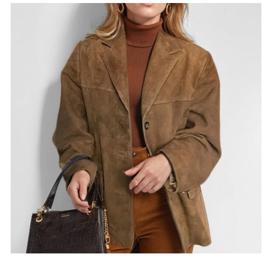 Women's Retro Design Overcoat with Folded Collar Elegant Vintage Style 4