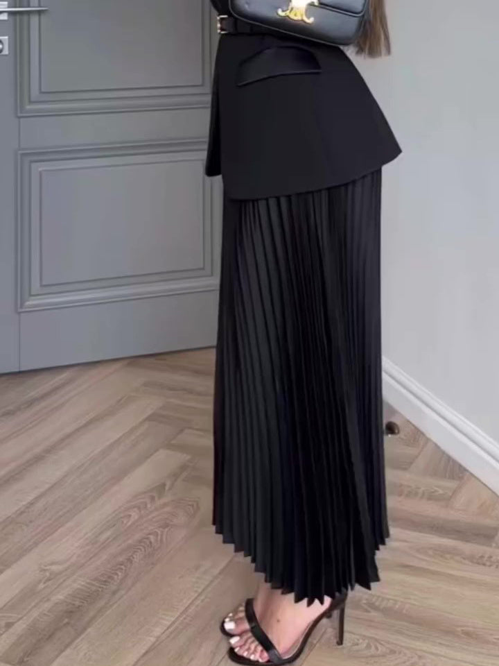 Women's Elegant Blazer and Pleated Skirt Set for Professional and Formal Wear 2