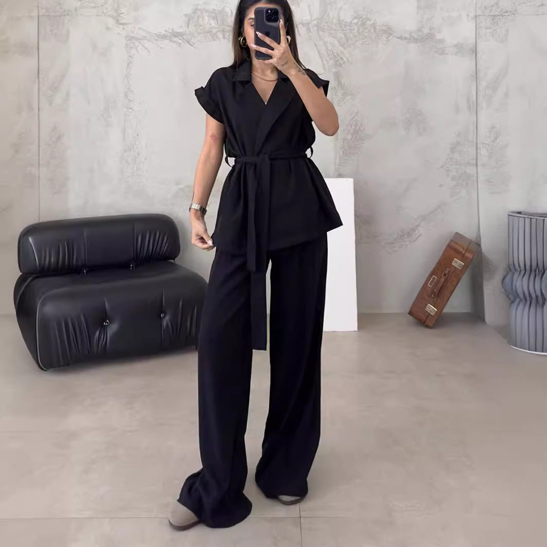 Women's Oversized Sleeveless Cardigan and High-Waisted Pants Set for Chic Comfort 5