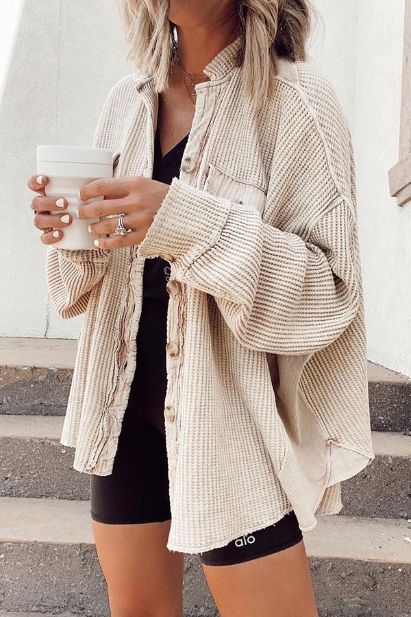 Women's Elegant Button-Up Shirt Jacket Versatile Long Sleeve 4