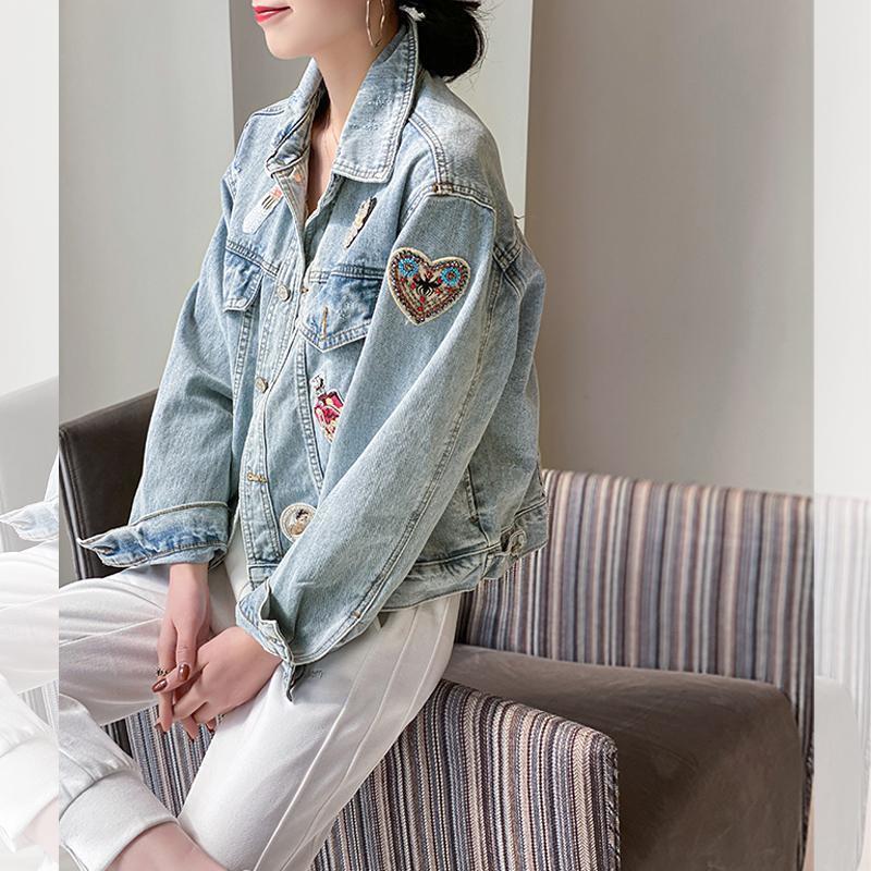 Women's Casual Ripped Denim Jacket Loose Fit Cotton 2
