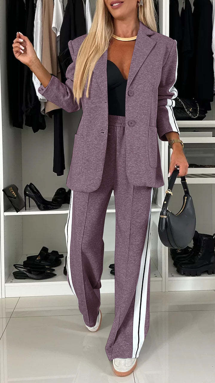 Women's Elegant Long Sleeve Casual Suit with Notched Collar 7