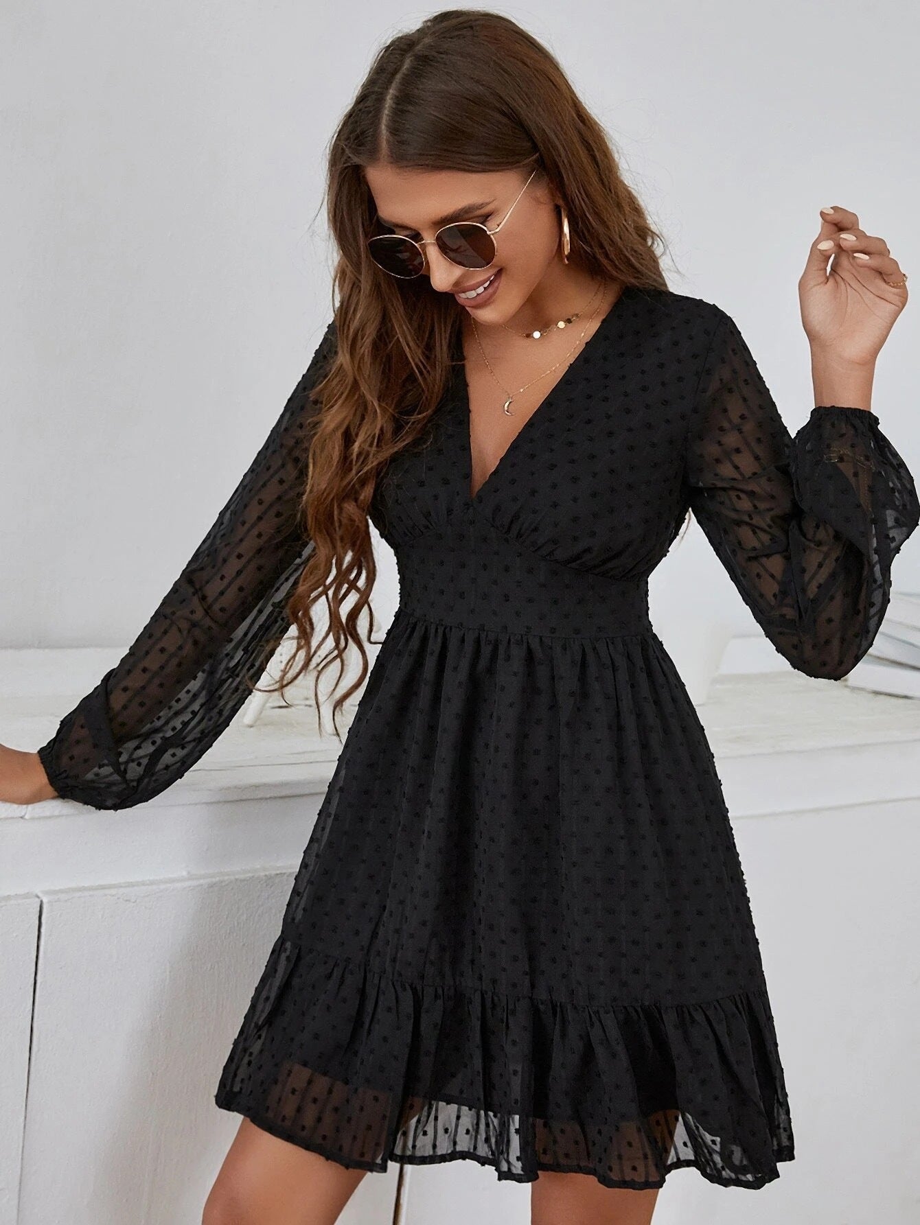 Women's Elegant Long Sleeve V-Neck Dress for Modern Style 5
