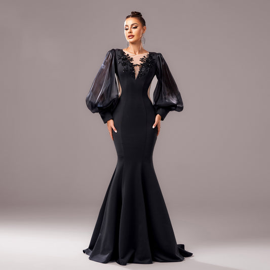 Women's Elegant Fishtail Formal Dress with Applique Detail Polyester 1