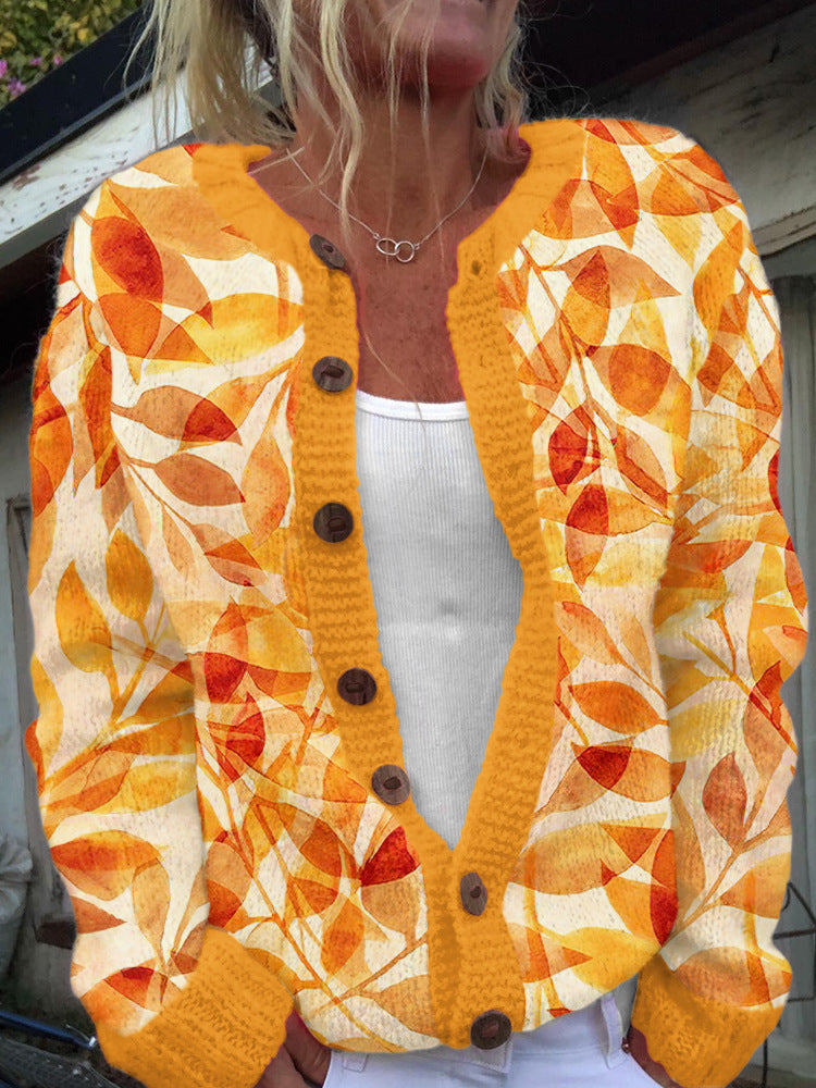 Women's 3D Printed Cardigan Sweater Knit Comfortable Modern Design 4