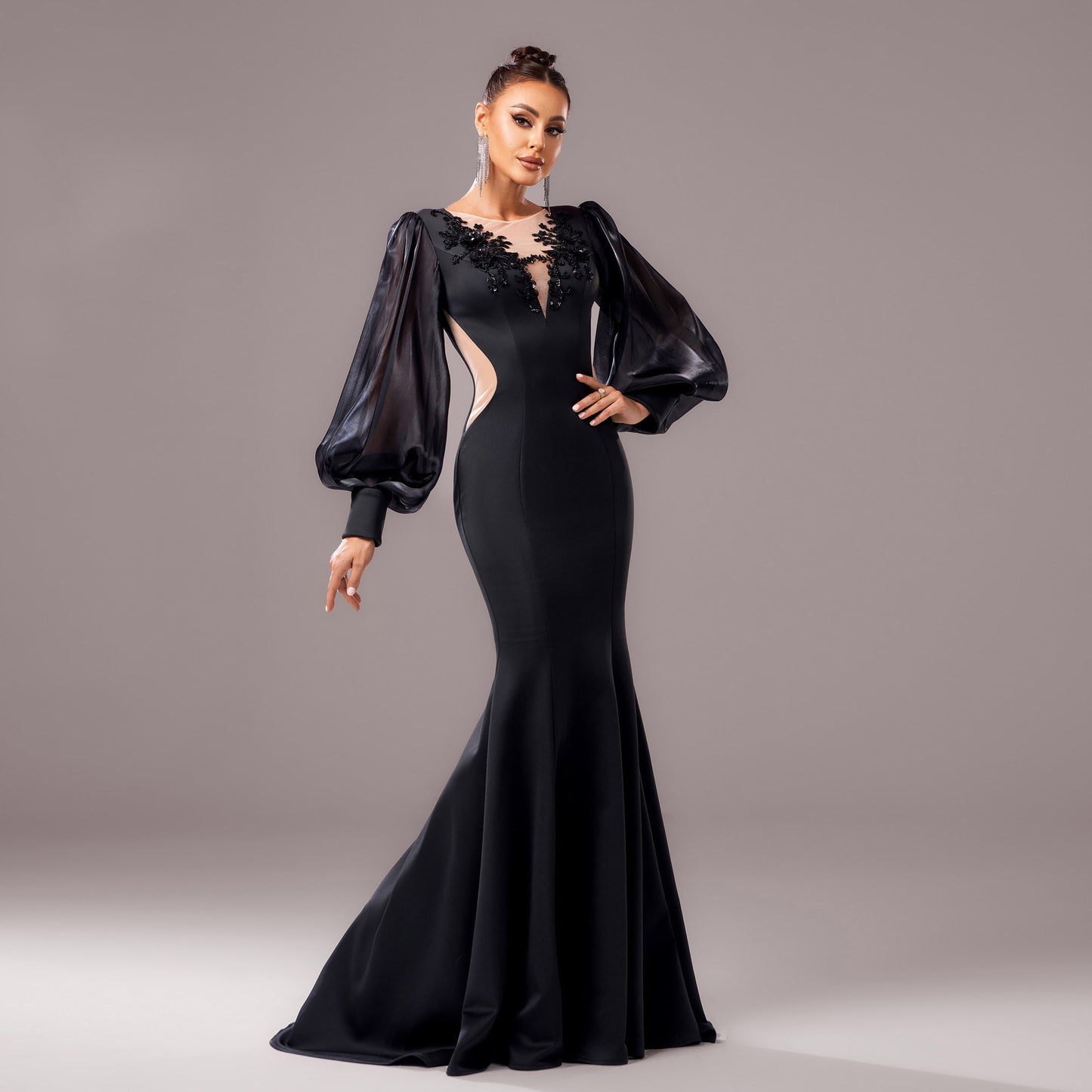 Women's Elegant Fishtail Formal Dress with Applique Detail Polyester 2