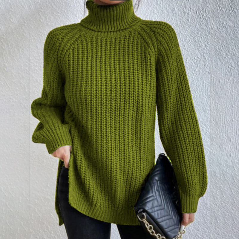 Women's Elegant High Neck Sweater Comfortable Wool Blend 14
