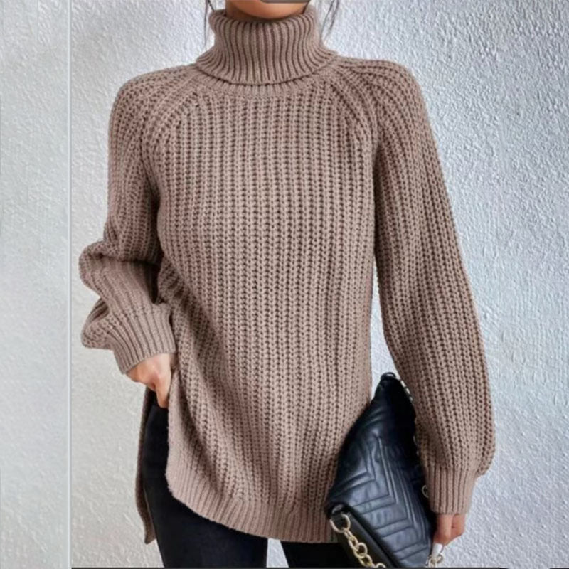 Women's Elegant High Neck Sweater Comfortable Wool Blend 4