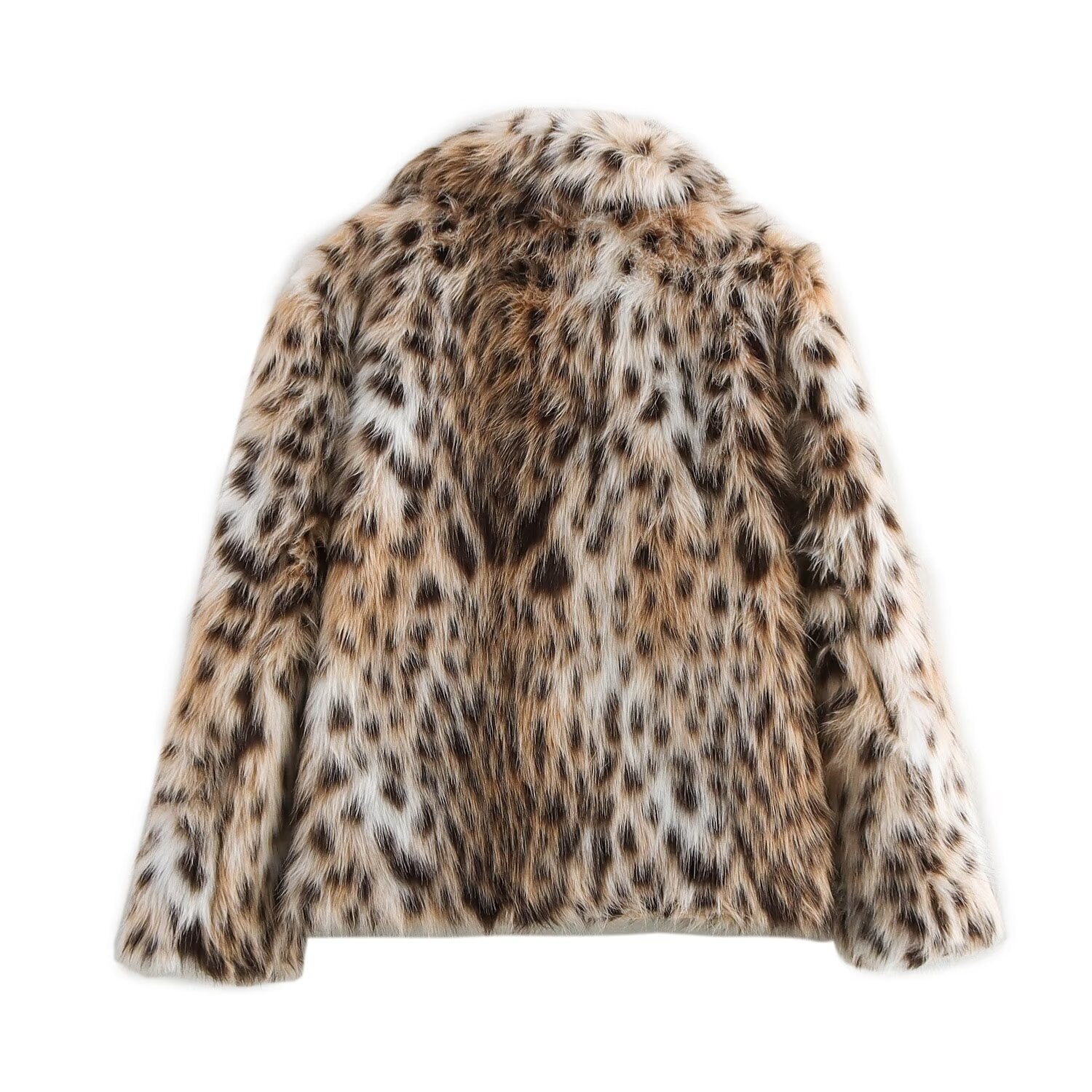 Women's Faux Fur Coat Winter Fashion Leopard Print 100% Polyester 4