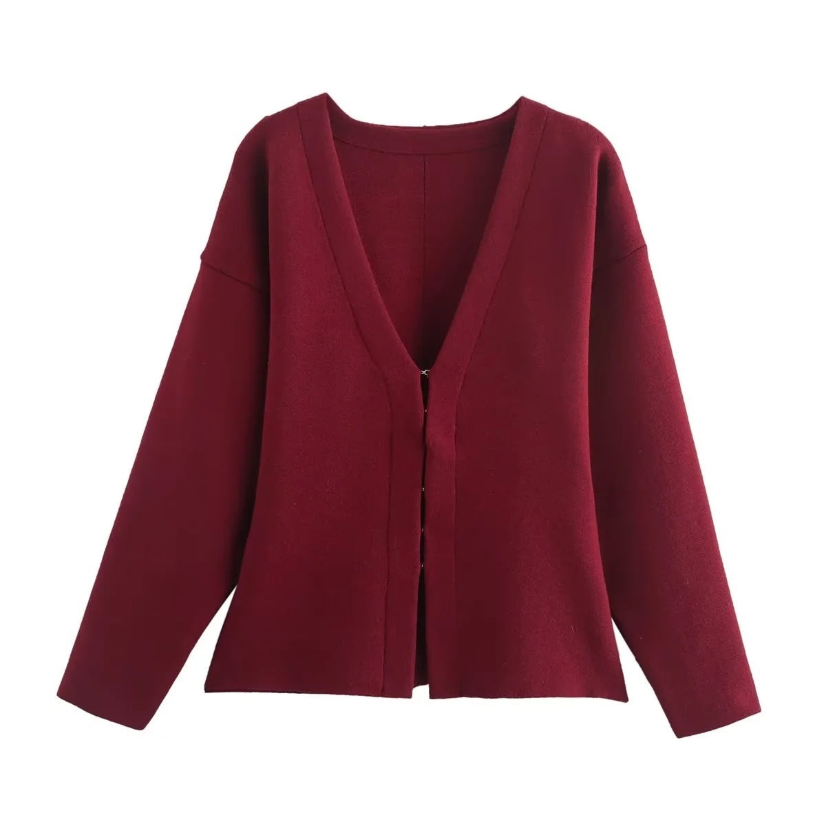 Women's Elegant Long Sleeve V-Neck Knit Suit Comfortable Soft Fabric 6