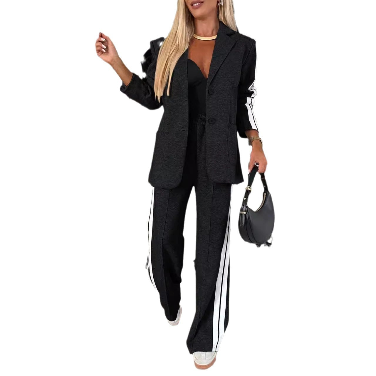 Women's Elegant Long Sleeve Casual Suit with Notched Collar 6
