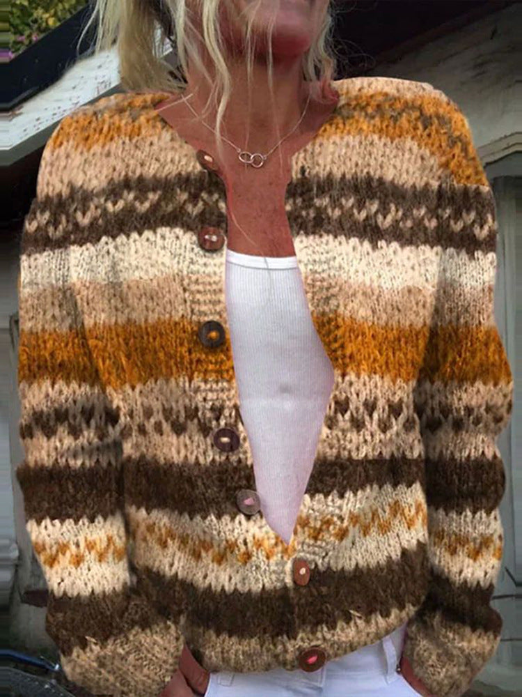 Women's 3D Printed Cardigan Sweater Knit Comfortable Modern Design 3